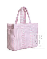 QUILTED GO GO TOTE - PIMLICO STRIPE DUSTY ROSE