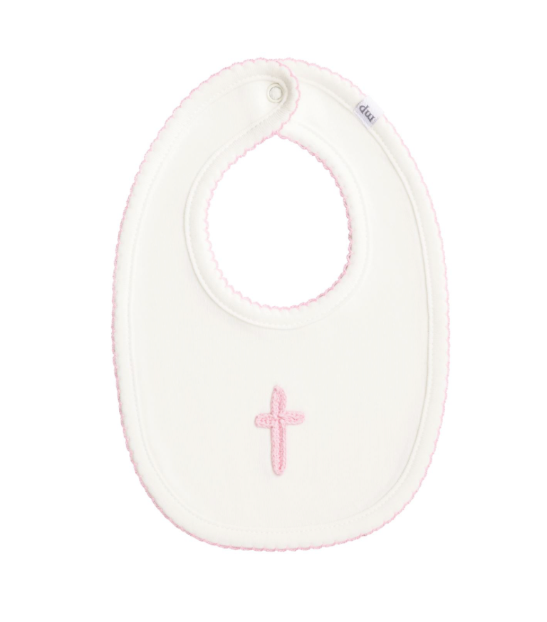 Crochet Cross Bib - Pink