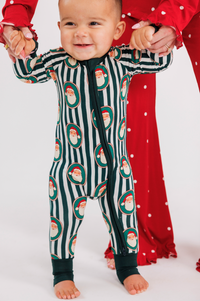 Green Santa Claus Lane Zipper Romper
