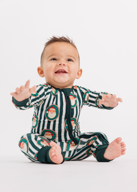 Green Santa Claus Lane Zipper Romper