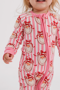 Pink Santa Claus Lane Zipper Romper