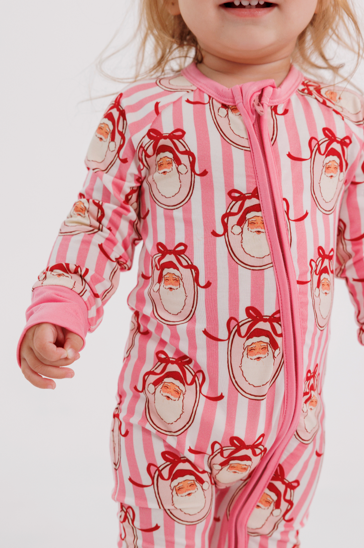 Pink Santa Claus Lane Zipper Romper