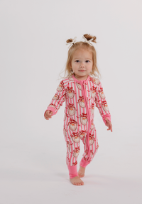 Pink Santa Claus Lane Zipper Romper