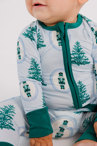 Green Nutcracker Zipper Romper