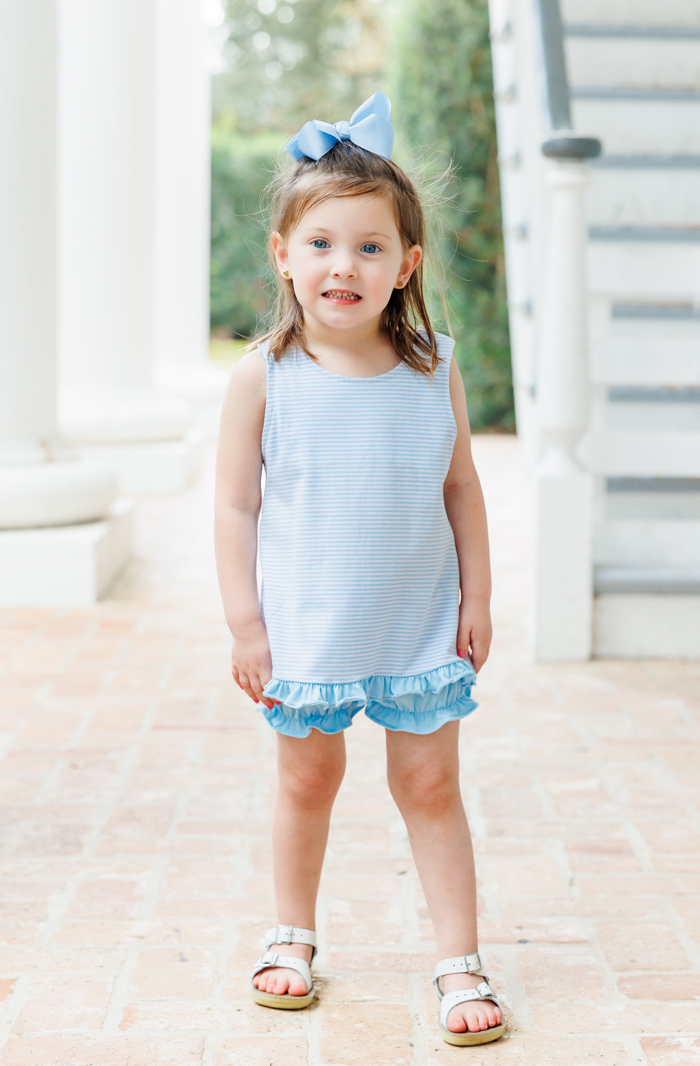 Swing Back Bloomer Set- Light Blue Stripe