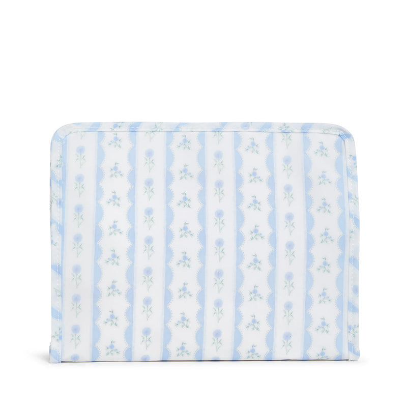 Roadie Large - Ribbon Floral Blue Zip Pouch Travel Pouches