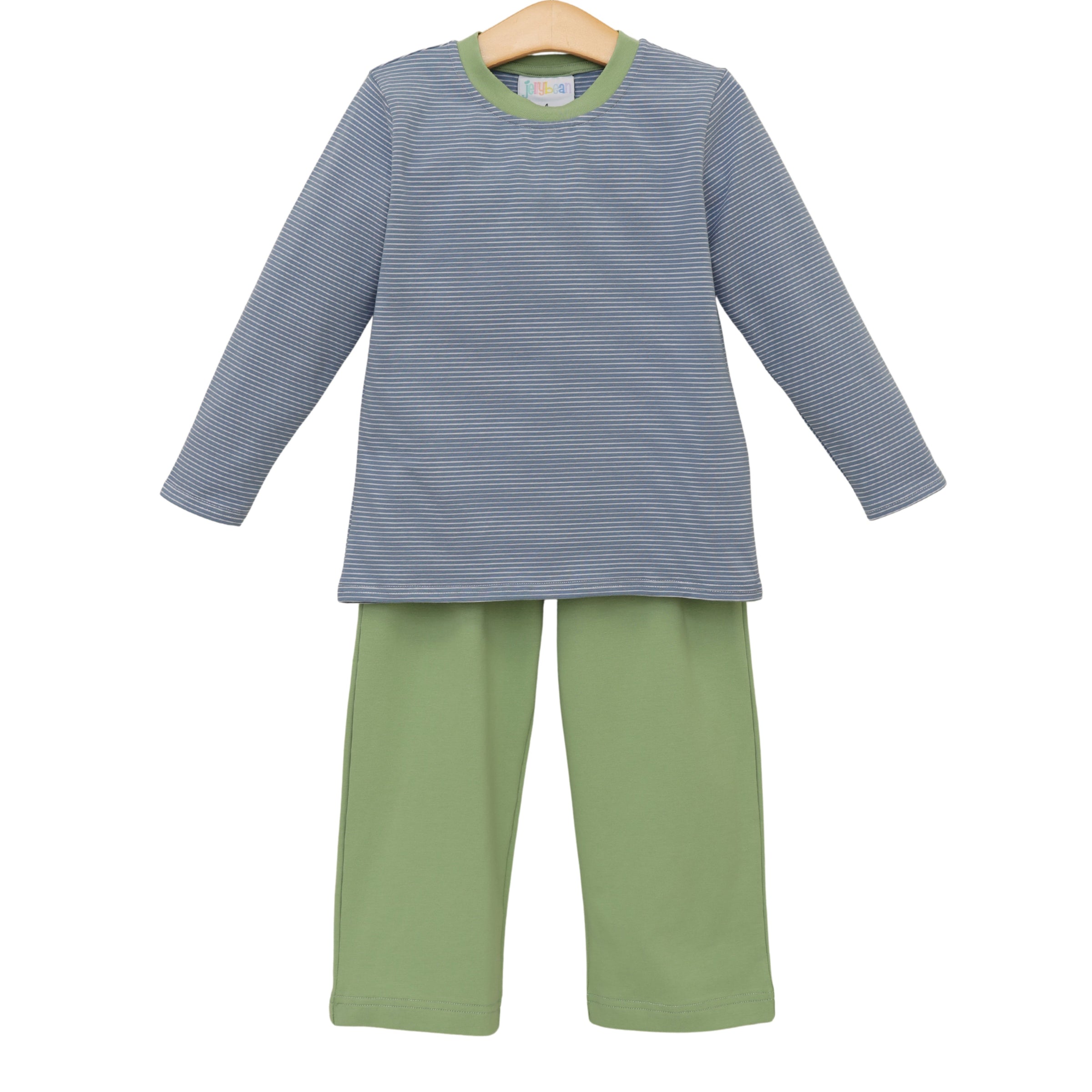 Thomas Pants Set - Dusty Blue Stripe/Sage