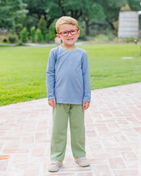 Thomas Pants Set - Dusty Blue Stripe/Sage