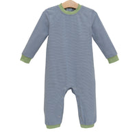 Thomas Romper - Dusty Blue Stripe/Sage