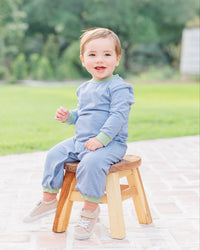Thomas Romper - Dusty Blue Stripe/Sage