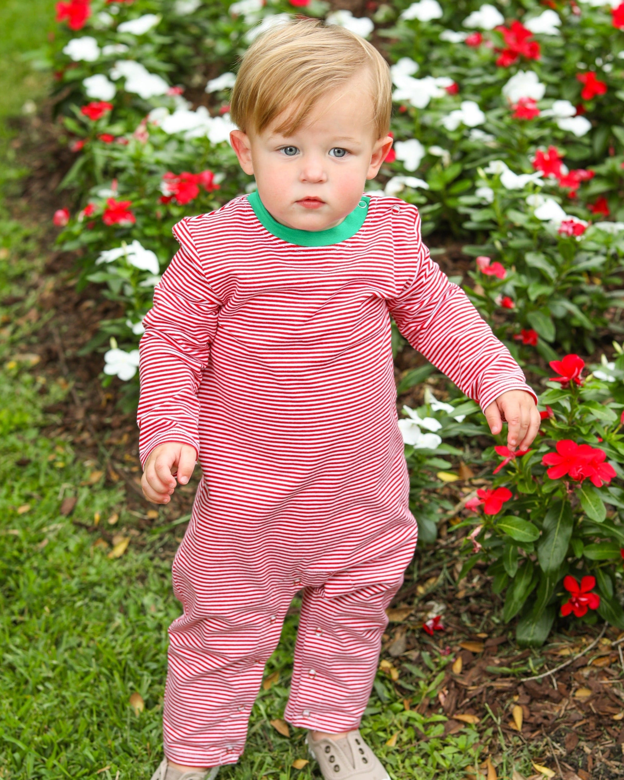 Thomas Romper - Red Stripe & Green