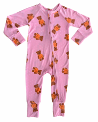Polka Dot Little Boo Bear Zipper Romper