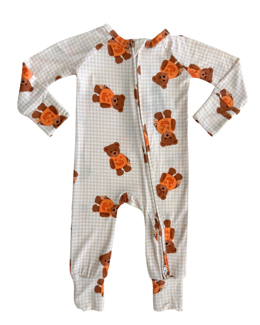 Gingham Little Boo Bear Zipper Romper