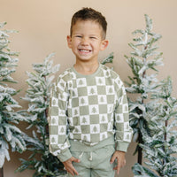 Checkered Christmas Trees Crewneck Sweatshirt