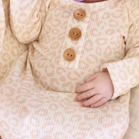 Lovely Leopard Bamboo Waffle Baby Knot Gown & Hat Set