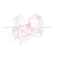 1/4" Pantyhose Little Sister Headband w/ Embroidered Bow