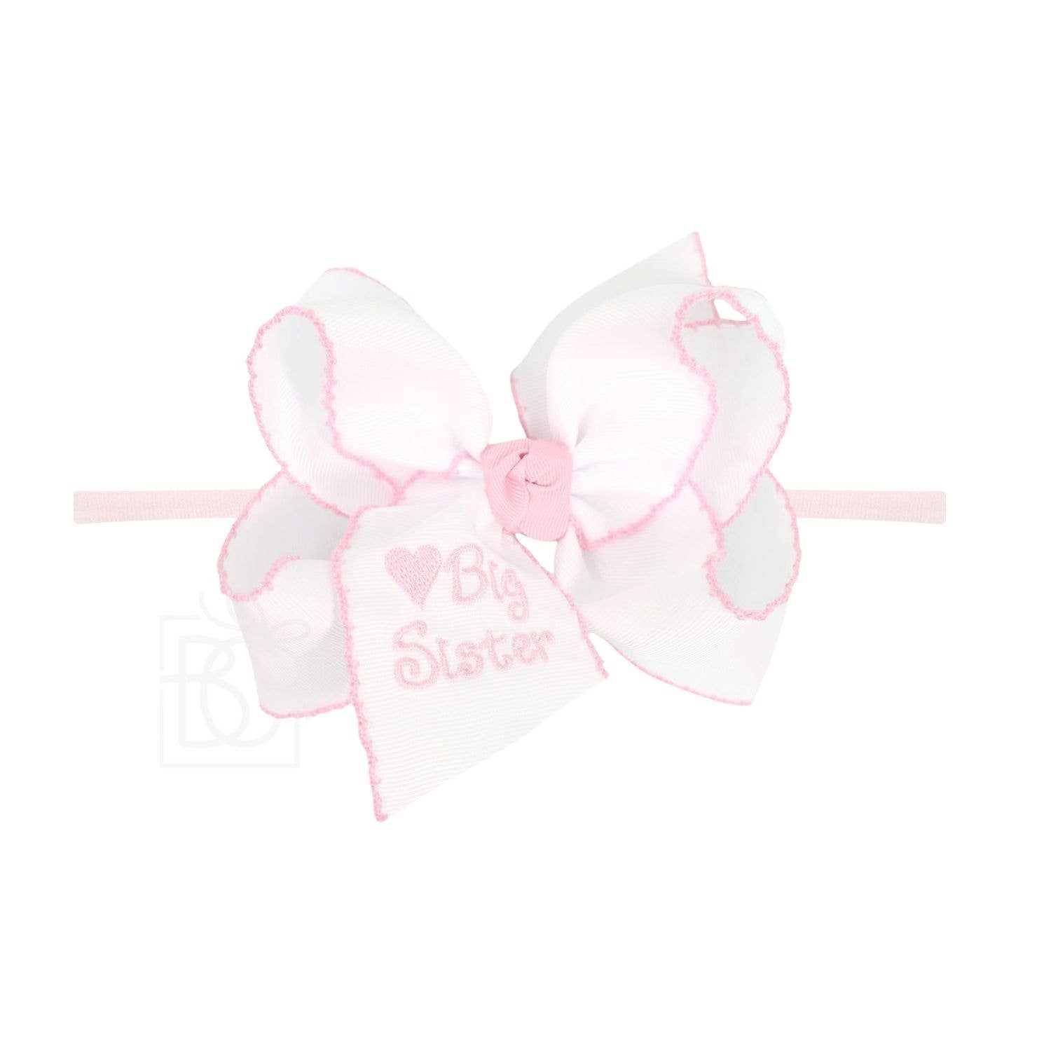 1/4" Pantyhose Little Sister Headband w/ Embroidered Bow