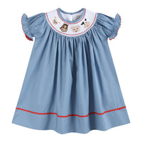 Farm Animal Smocked Bishop Dress