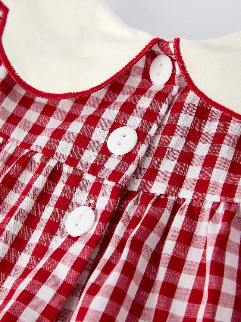 Christmas Tree Plaid Embroidery Bloomers Set