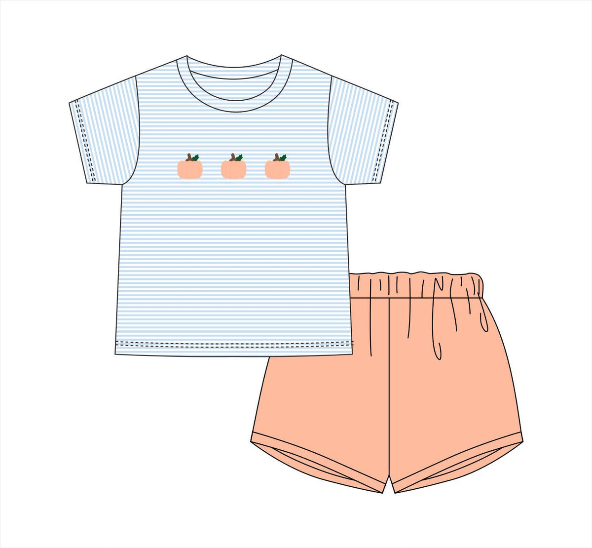 Loop Stitch Pumpkins Boys Short Set