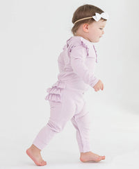 Lavender Knit Ruffle Henley Jumpsuit