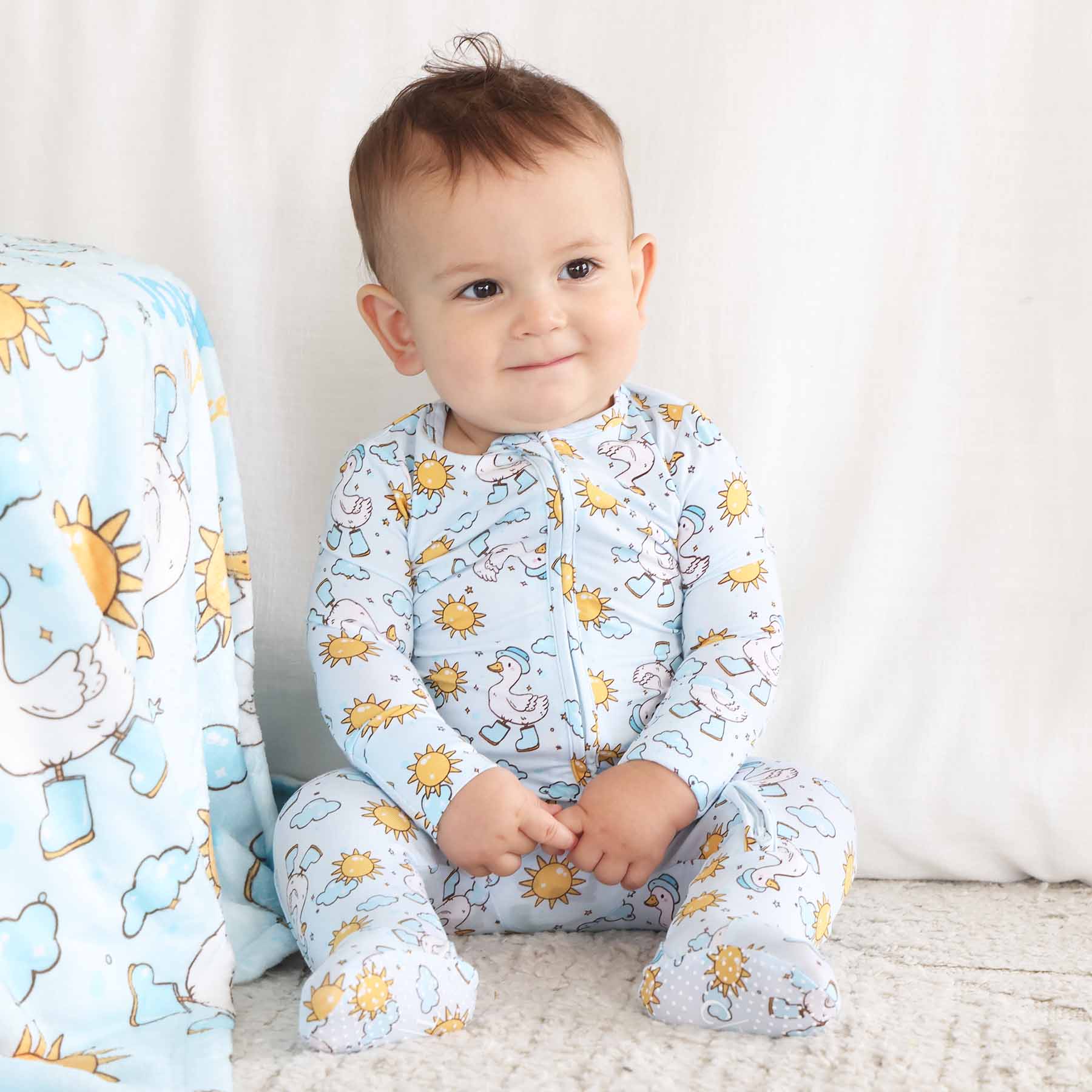 Silly Goose Zipper Footie | Blue