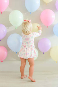 Long Sleeve Twirl Bodysuit | Birthday Bash Pink