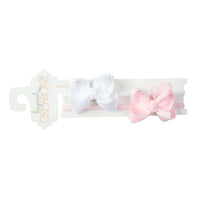 1/4" Pantyhose Headband w/Small Scalloped Edge Bow (2 PACK)