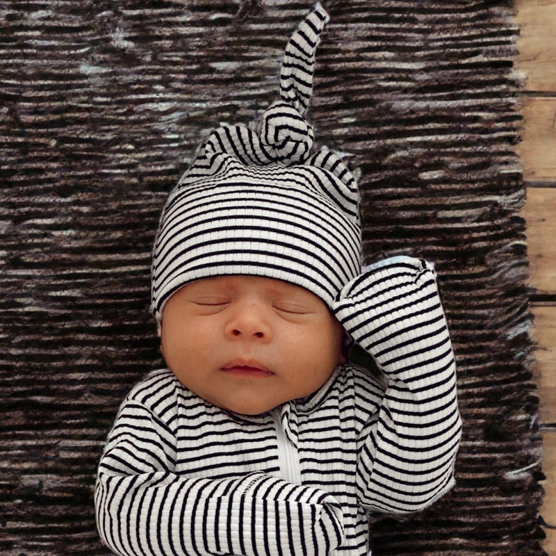 Black Stripe / Organic Ribbed Beanie