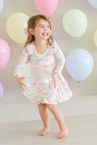 Long Sleeve Twirl Dress | Birthday Bash Pink