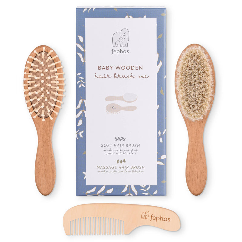 Wooden Baby Hair Brush Set