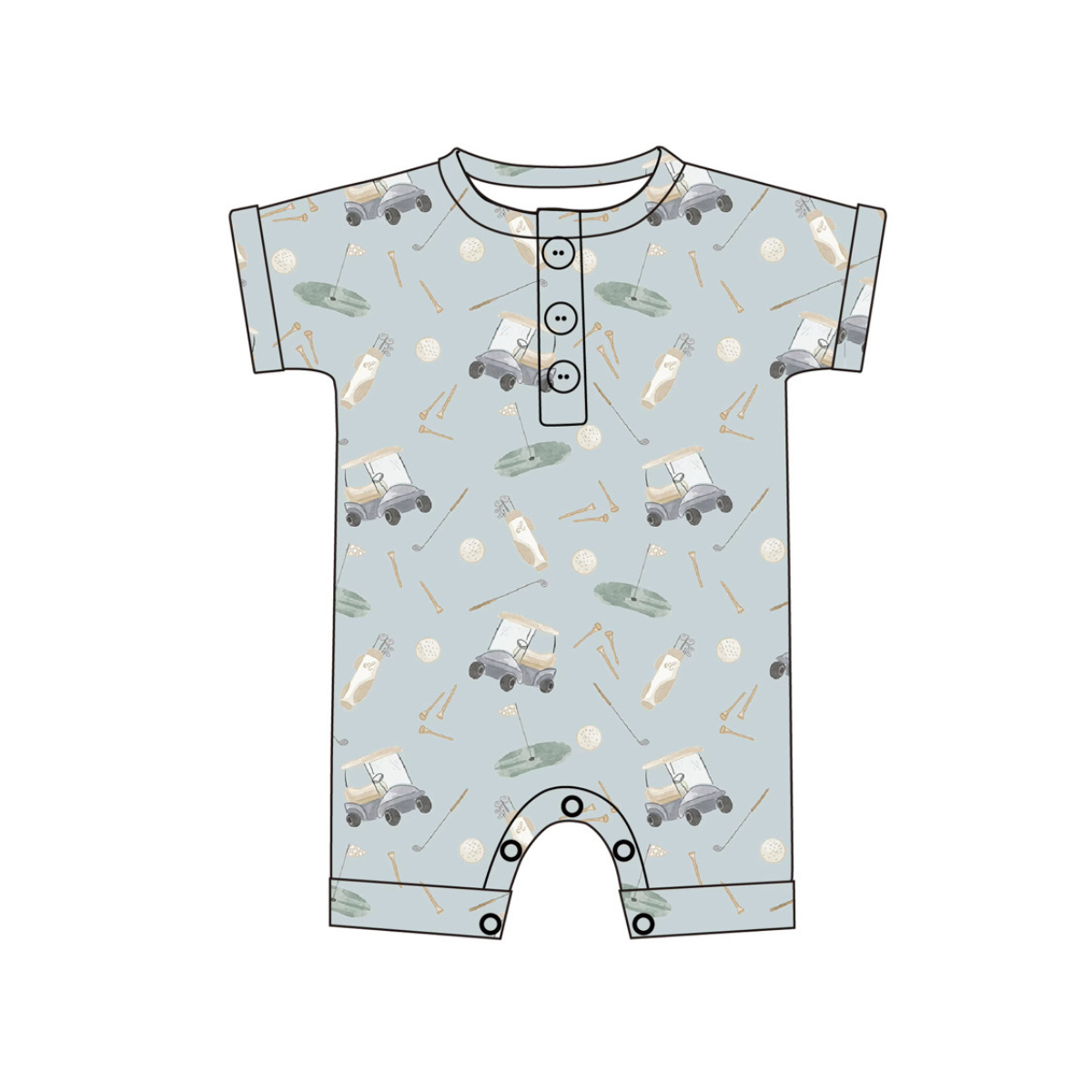 Bamboo Henley Shortie | Dusty Blue Golf