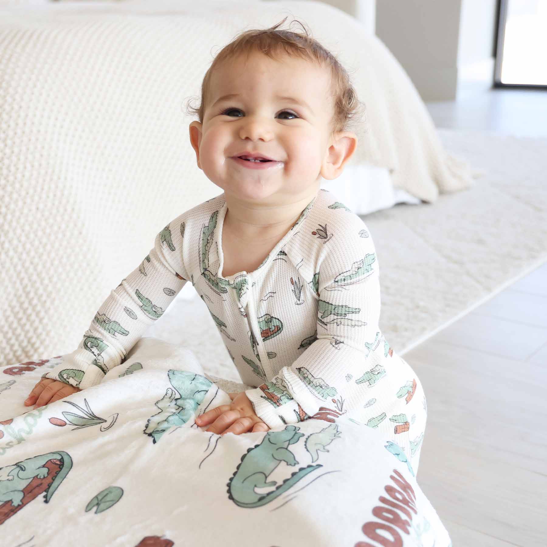 Later Gator Bamboo Waffle Convertible Zip Romper