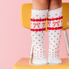 Red Bow Scalloped Knee Socks