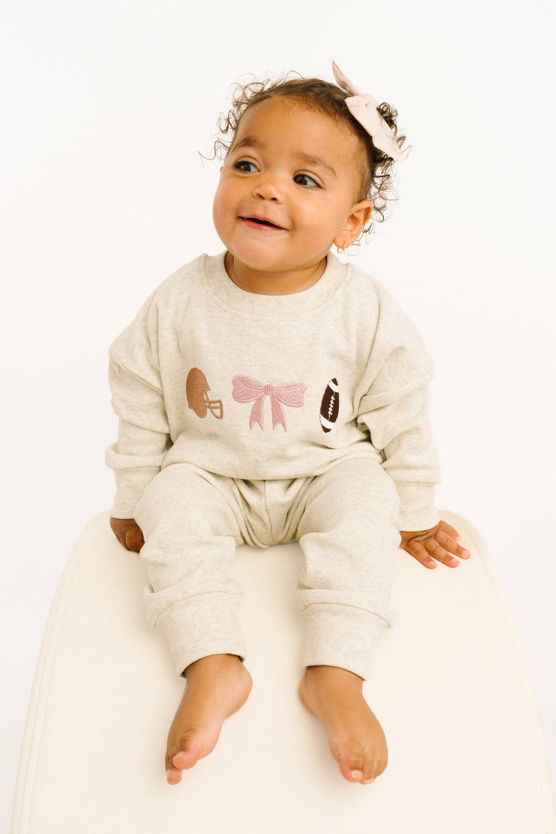 Touchdown Bow Embroidered Crewneck Set