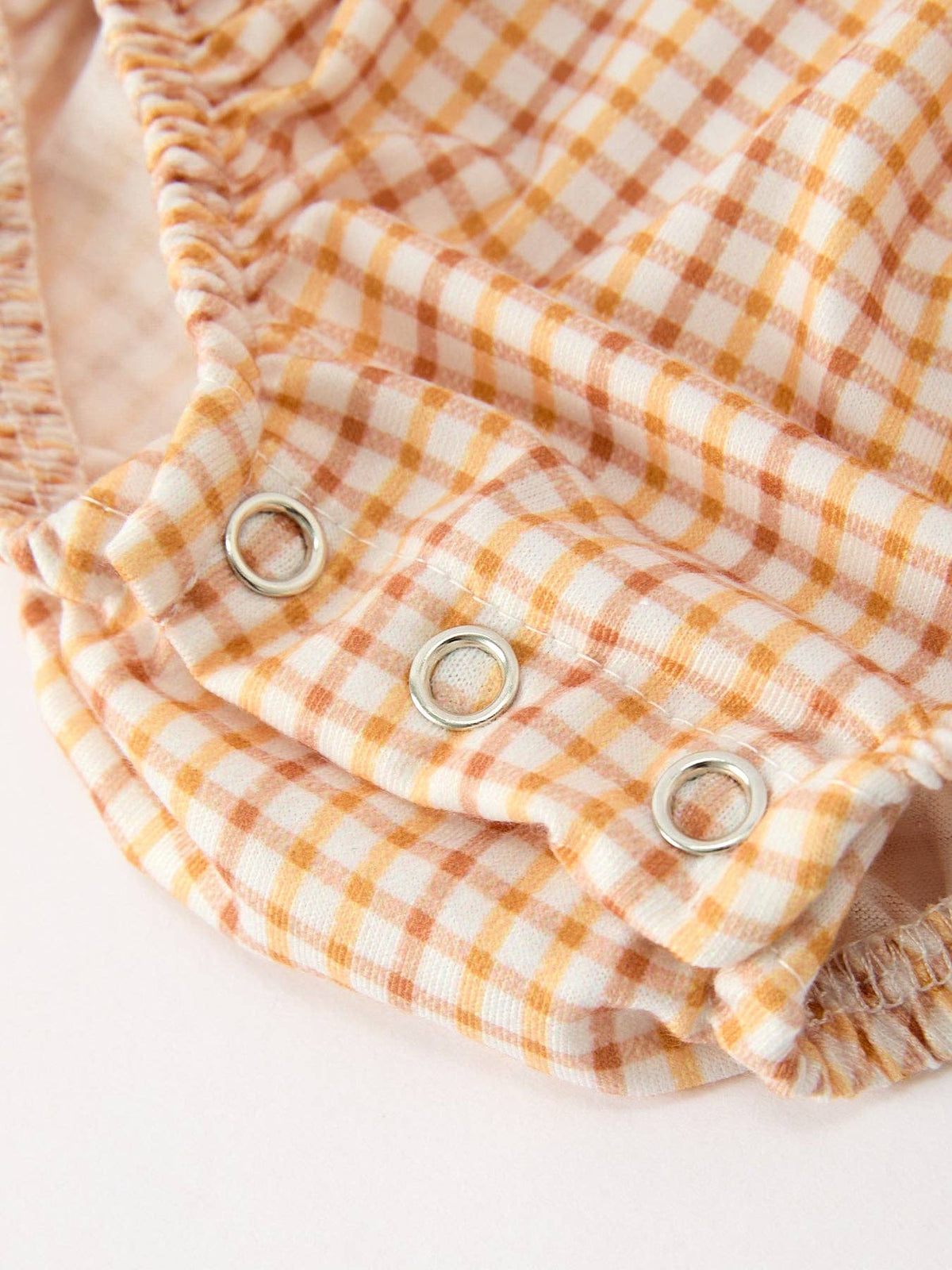 Orange Plaid Sunflower Collar Bubble Romper
