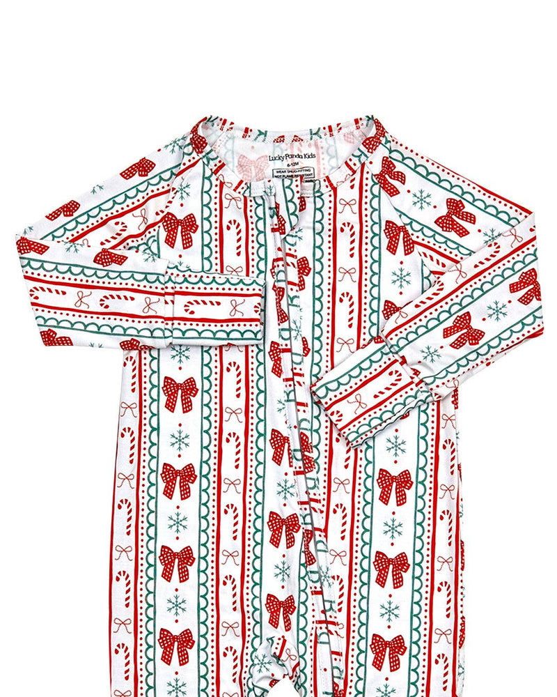 Retro Candy Cane Bamboo Zip Romper