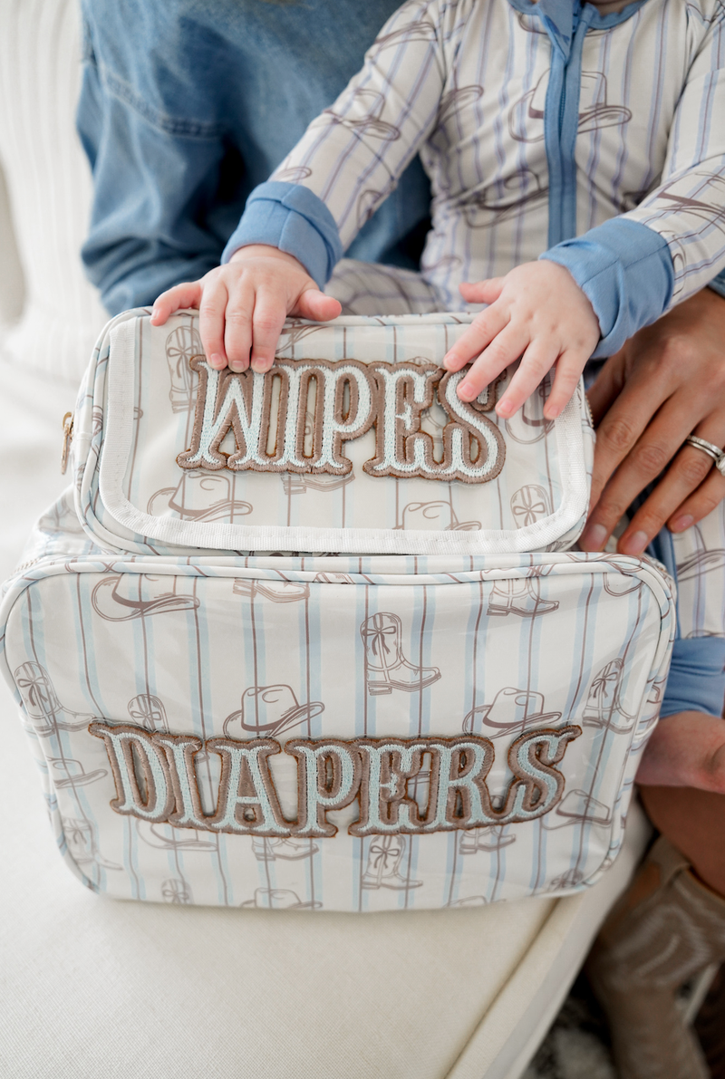 Wipes Pouch - Western Blues Clear Coat Bag