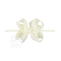 1/4" Pantyhose Headband w/Scalloped Edge Lace Flower Bow