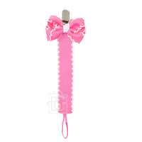 Scalloped Grosgrain Pacifier Clip w/ Detachable Bow