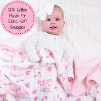 Elegant Swan Cotton Muslin Blanket
