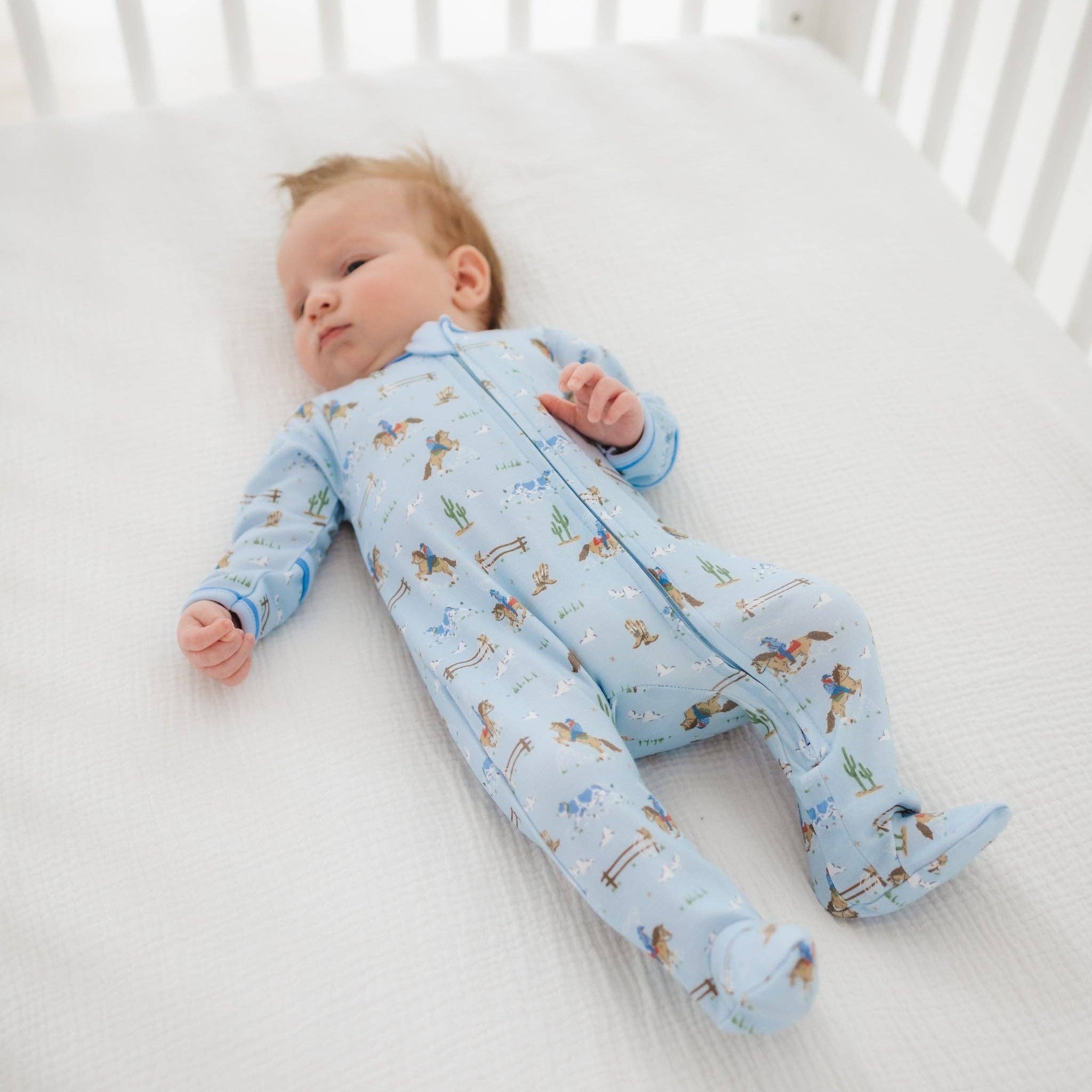 Little Wranglers Zip Footie - Sky