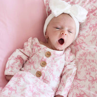 Fancy Frills Newborn Baby Knot Gown & Hat Set