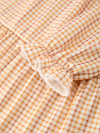 Orange Plaid Sunflower Collar Dress