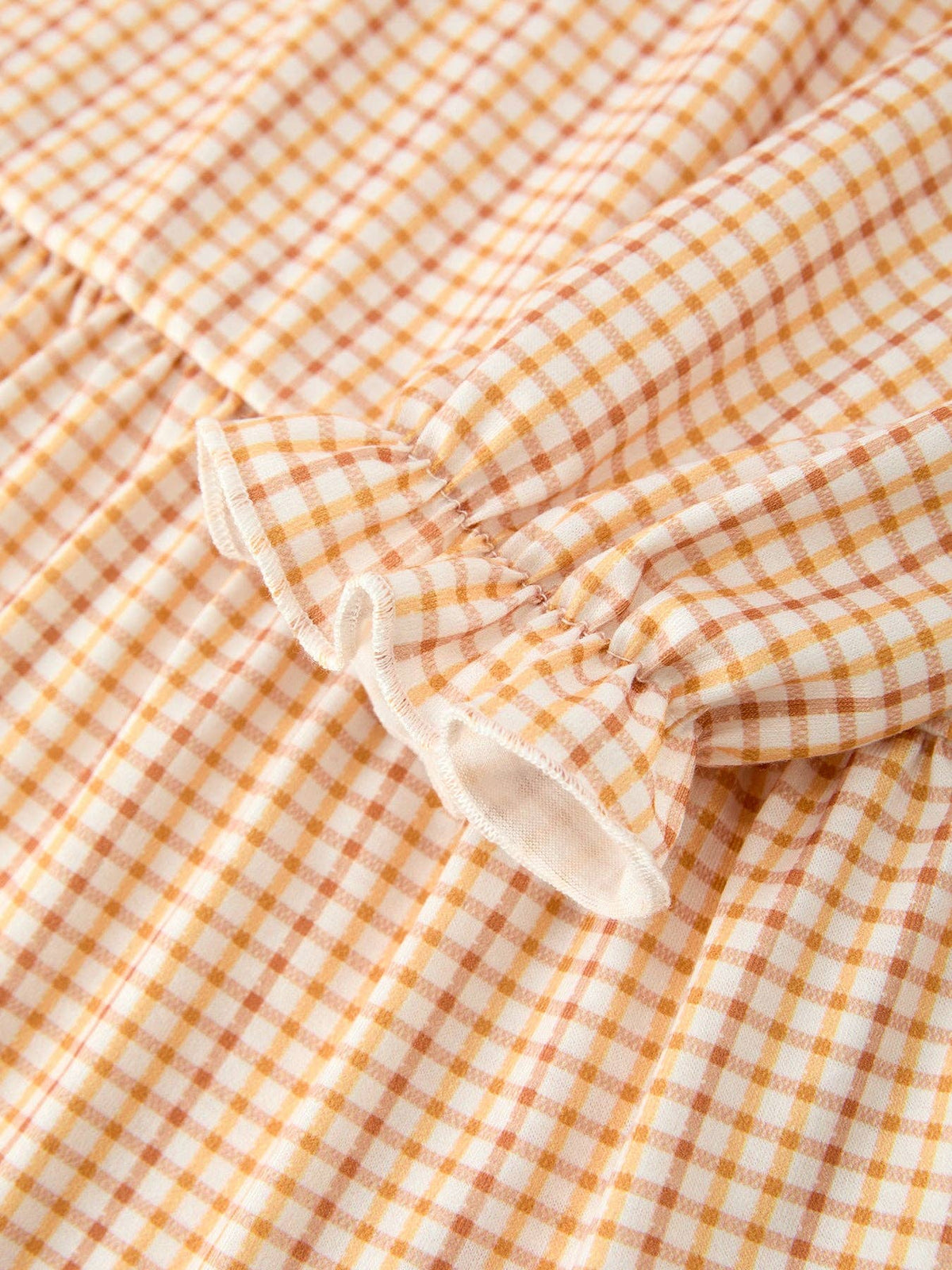 Orange Plaid Sunflower Collar Dress
