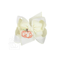 Embroidered Pumpkin Crochet Edge Bow