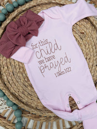 Baby Romper | For This Child We Have Prayed | Pink