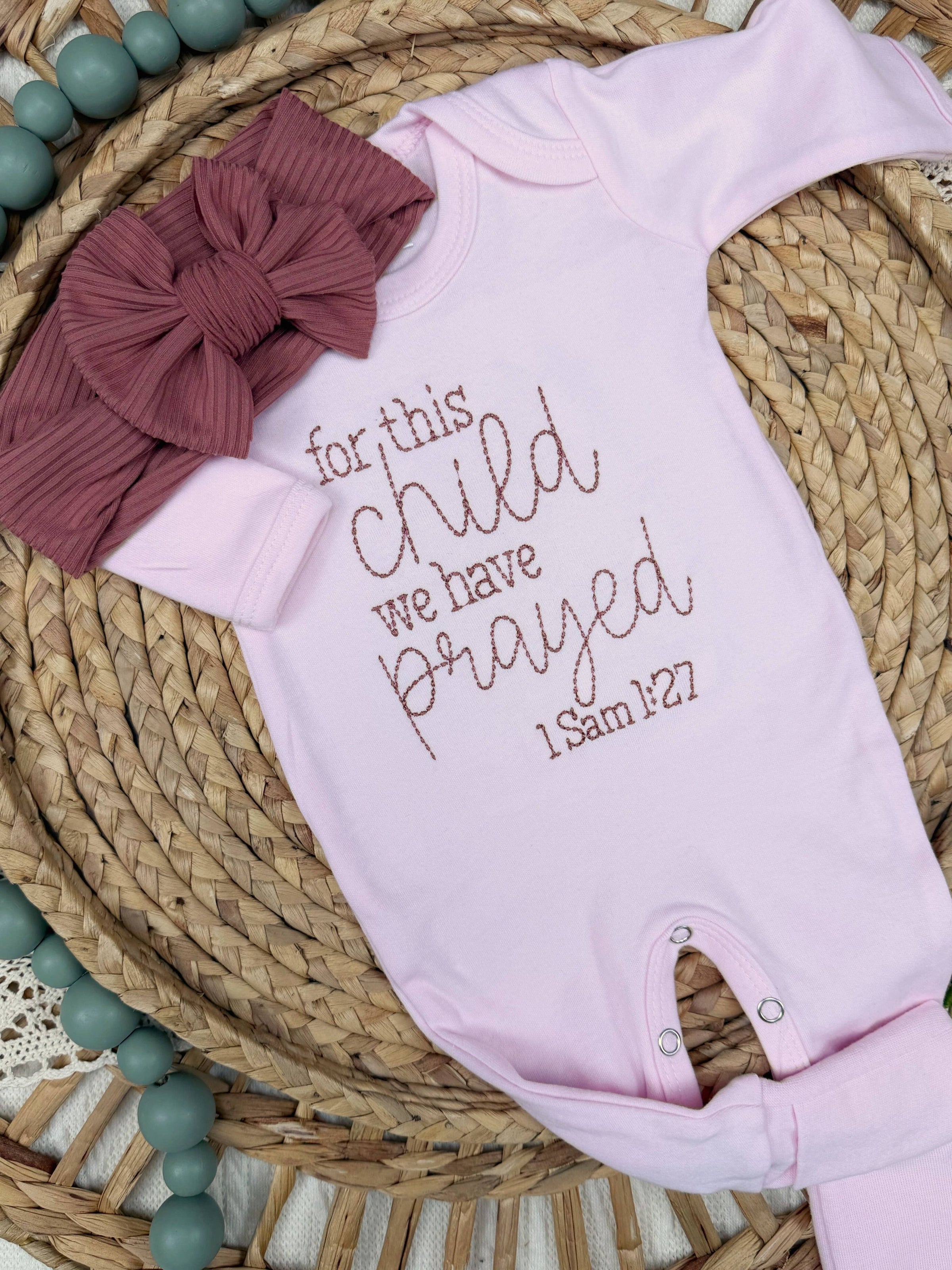 Baby Romper | For This Child We Have Prayed | Pink