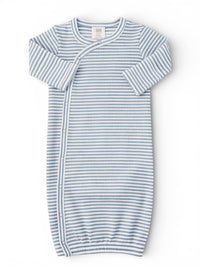 Dusty Blue Stripe / Ribbed Gown + Hat Set