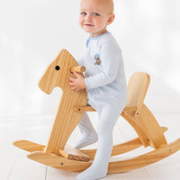 Boots and Cowboy Hat Zip Footie - Light Blue